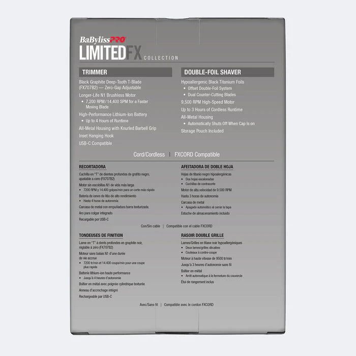 BaBylissPRO LimitedFX Collection Silver Trimmer and Double-Foil Shaver