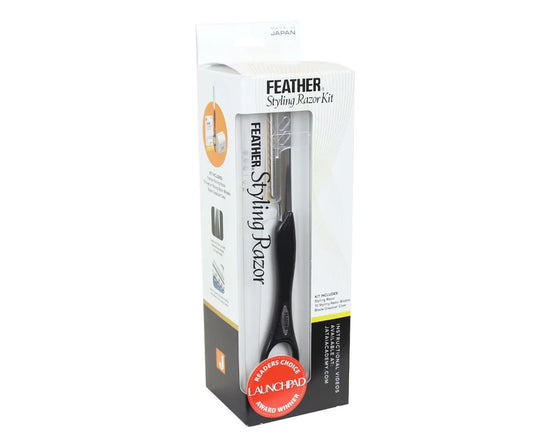 Feather Styling Razor Kit w/ 10 Standard Replacement Blades - Black Handle
