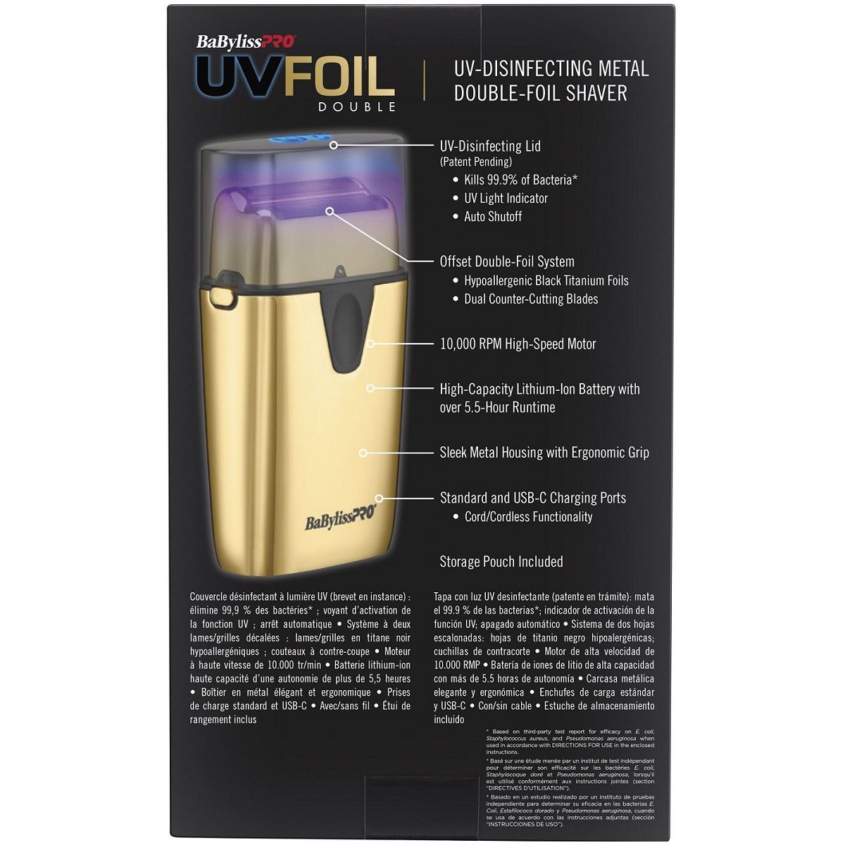 BaBylissPRO UVFOIL UV-Disinfecting Metal Double Foil Shaver