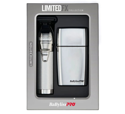 BaBylissPRO LimitedFX Collection Silver Trimmer and Double-Foil Shaver